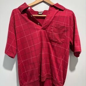 Haband Red Grid Polo Shirt